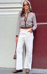 Felix Scallop Edge White Denim Jeans