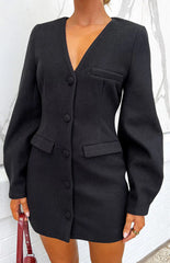 Feyre Black Long Sleeve Blazer Mini Dress