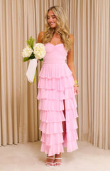Georgie Pink Ruffle Prom Dress