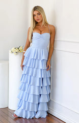 Georgie Blue Ruffle Maxi Dress