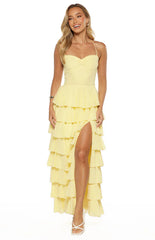 Georgie Yellow Ruffle Maxi Dress - PRE ORDER