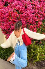 Holiday Cream Tie Up Knit Cardigan