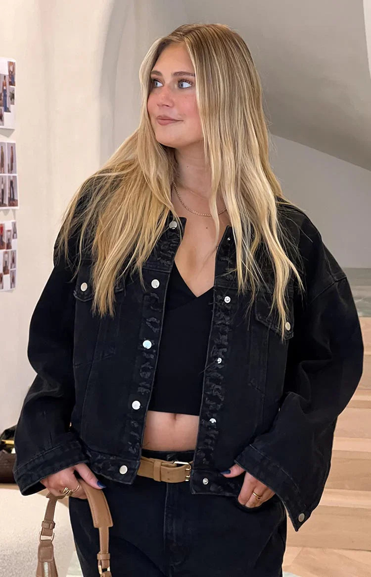 Hugo Black Oversized Denim Jacket