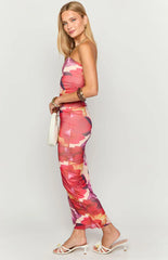 Imogen Purple Floral Print Strapless Maxi Dress