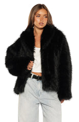 It Girl Black Faux Fur Jacket