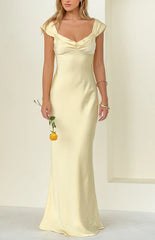 Jacky Yellow Satin Maxi Dress