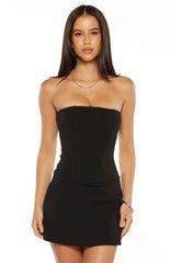 James Black Corset Crepe Mini Dress