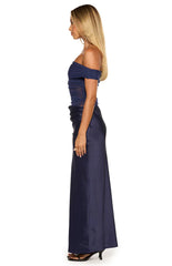 Jamilla Navy Off Shoulder Formal Maxi Dress