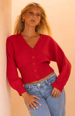 Janda Red Knit Oversized Cardigan