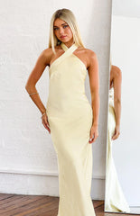 Jasmine Yellow Halter Neck Formal Maxi Dress