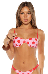 Kaia Pink and Red Polka Dot Underwire Bikini Top