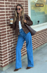 Kansis Mid Wash Scallop Pockets Uneven Waist Jeans