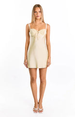 Kate Yellow Satin Party Mini Dress