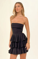 Kimmie Black Strapless Ruffle Mini Dress