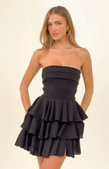 Kimmie Black Strapless Ruffle Mini Dress