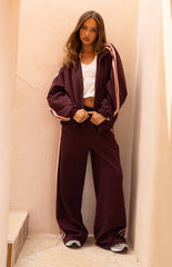 Kosie Burgundy and Pink Stripe Track Jacket