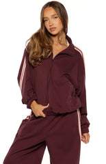 Kosie Burgundy and Pink Stripe Track Jacket