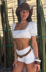 Hart White Broderie Trim Crop Top