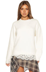 Lolly Cream Lace Trim Knit