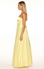 Lucy Yellow Strapless Satin Formal Maxi Dress