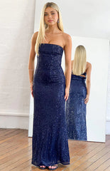 Maiah Navy Sequin Maxi Dress