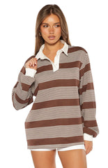 Mirabelle Brown Stripe Polo
