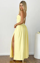 Nate Yellow Strapless Formal Maxi Dress