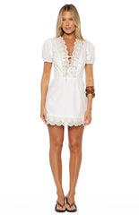 Nico White Broderie Trim Mini Dress - PRE ORDER