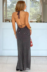 North Black Polka Dot Cowl Neck Maxi Dress