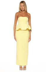 Olina Yellow Crepe Strapless Top