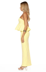 Olina Yellow Crepe Strapless Top