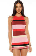 Pearson Pink Stripe Micro Mini Knit Dress