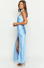 Reese Blue Satin Maxi Dress