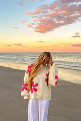 Ryver Cream Flower Knit Sweater