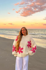 Ryver Cream Flower Knit Sweater