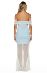 Tabitha Blue Off Shoulder Mesh Maxi Dress