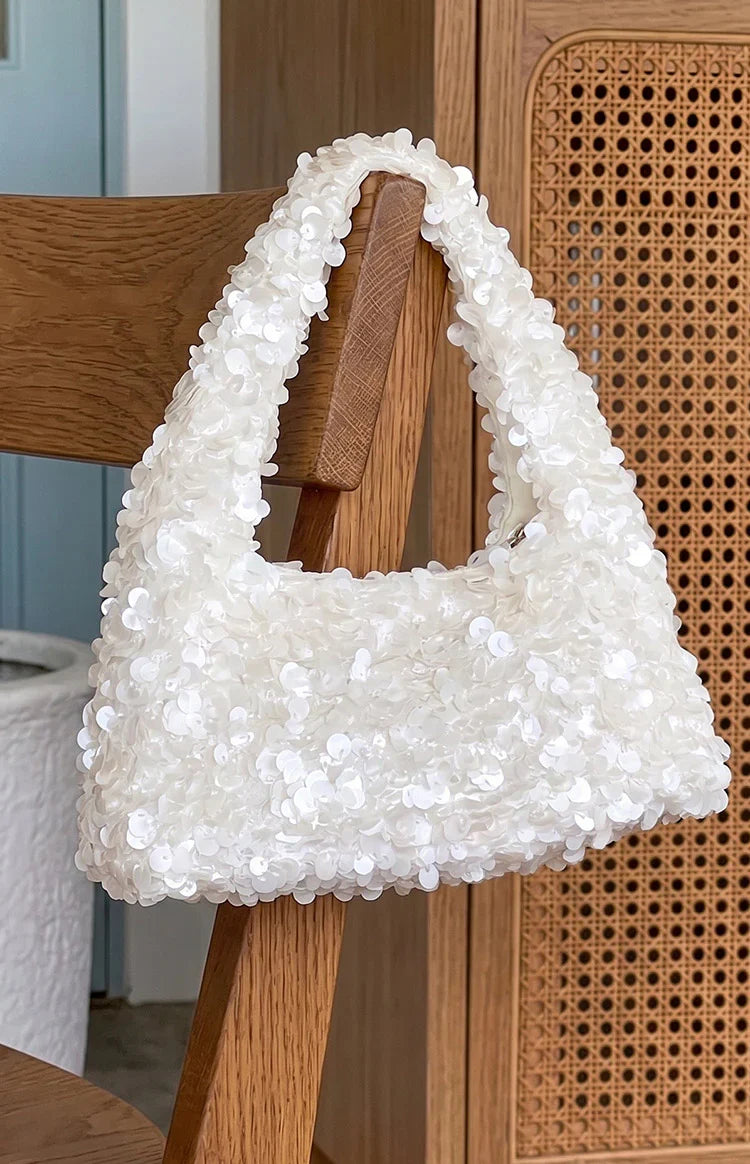 Tarquin White Sequin Shoulder Bag