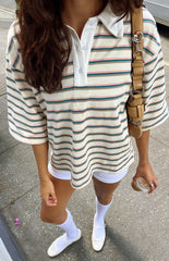 Tilda Green Stripe Polo Shirt