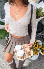 Wilder Oat Soft Knit Wrap Button Cardigan