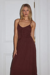 SOL RUCHED MAXI DRESS - ESPRESSO