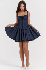 french navy corset mini dress