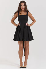 black bow mini dress