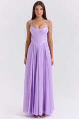 orchid butterfly corset maxi dress