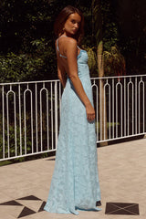 ELLERBY FRILL TRIM MAXI DRESS - SKY BLUE