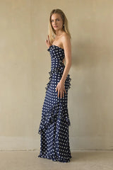 Jana Polka Dot Ruffle Maxi Dress