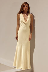 GABRIELLA COWL MAXI DRESS - LEMON