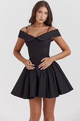 black off shoulder mini dress