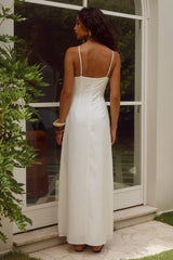 UNITY LOW PLUNGE MAXI DRESS - WHITE