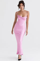 pink corset maxi dress