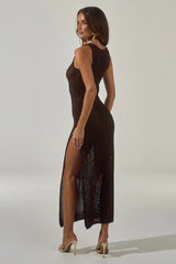 ARIYA SLEEVELESS KNIT MAXI DRESS - CHOCOLATE METALLIC